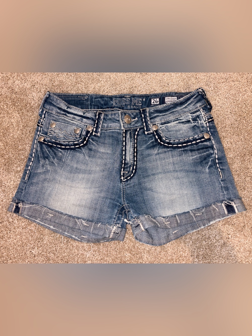 MissMe Stitched Denim Shorts